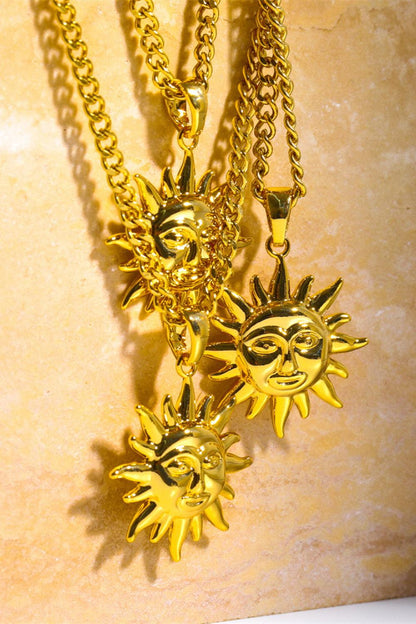 Sun Pendant Copper Necklace Carauana Store