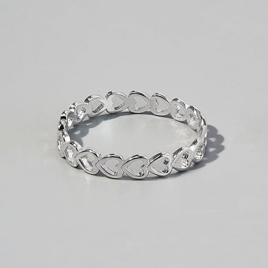 925 Sterling Silver Heart Link Ring Carauana Store