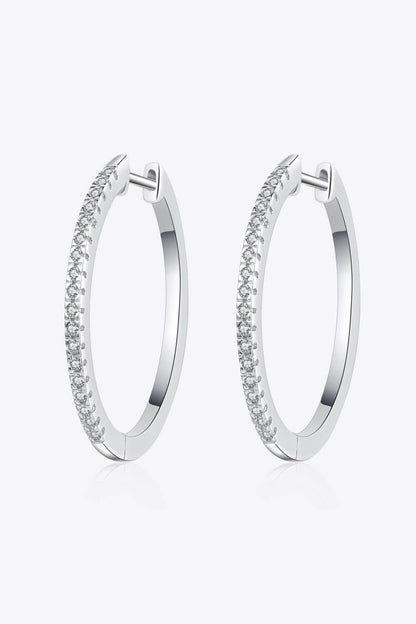 Rhodium-Plated Moissanite Hoop Earrings Carauana Store