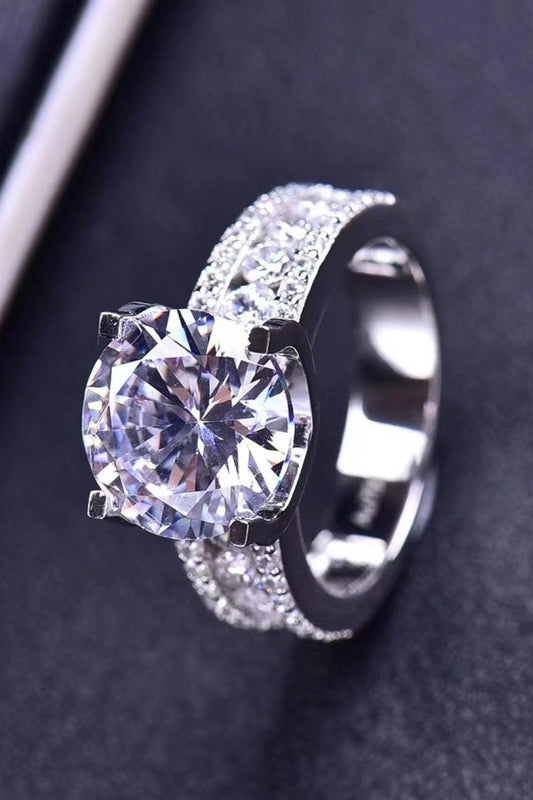 Platinum-Plated 5 Carat Moissanite Side Stone Ring Carauana Store