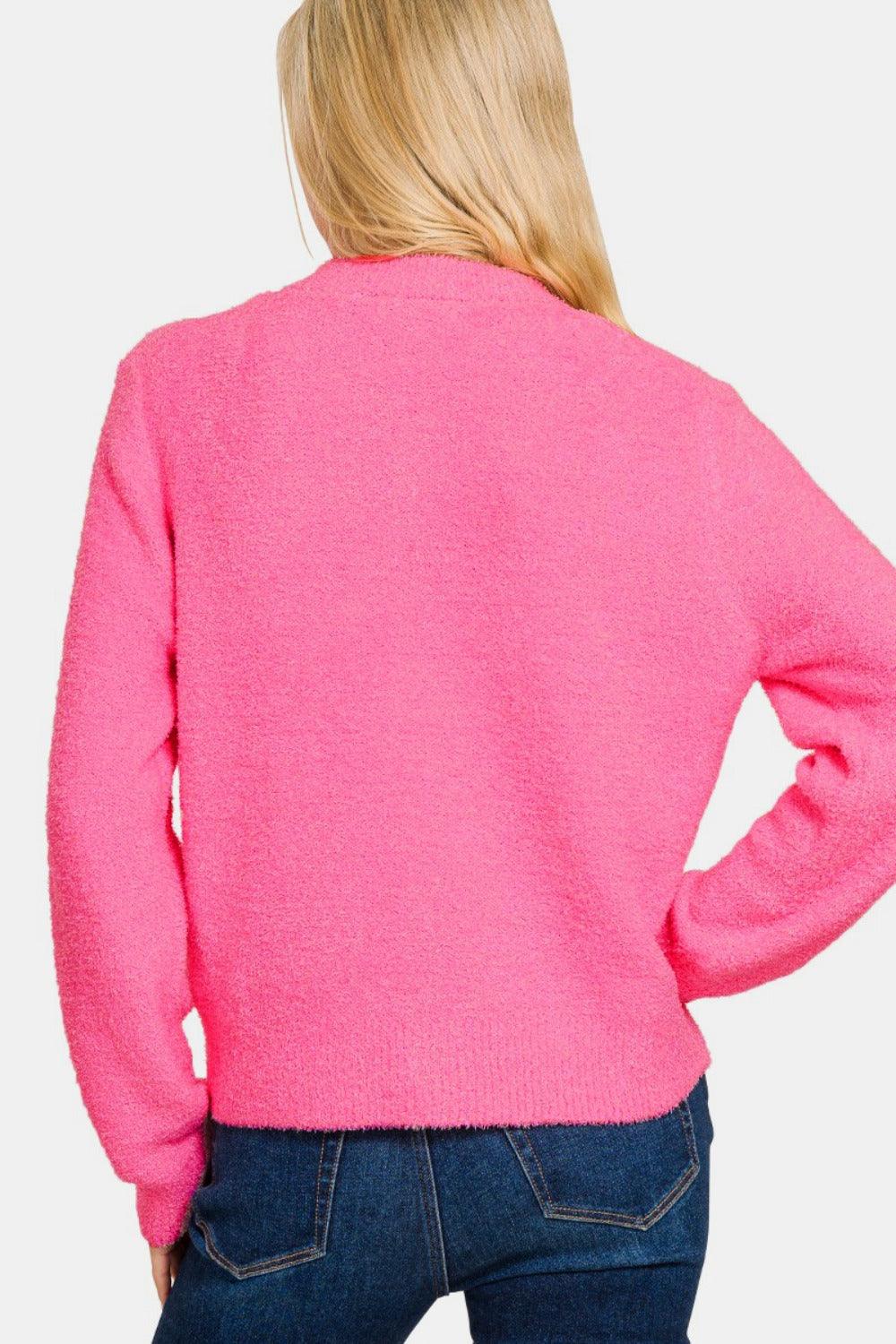 Zenana Button Down Long Sleeve Sweater Cardigan Carauana Store