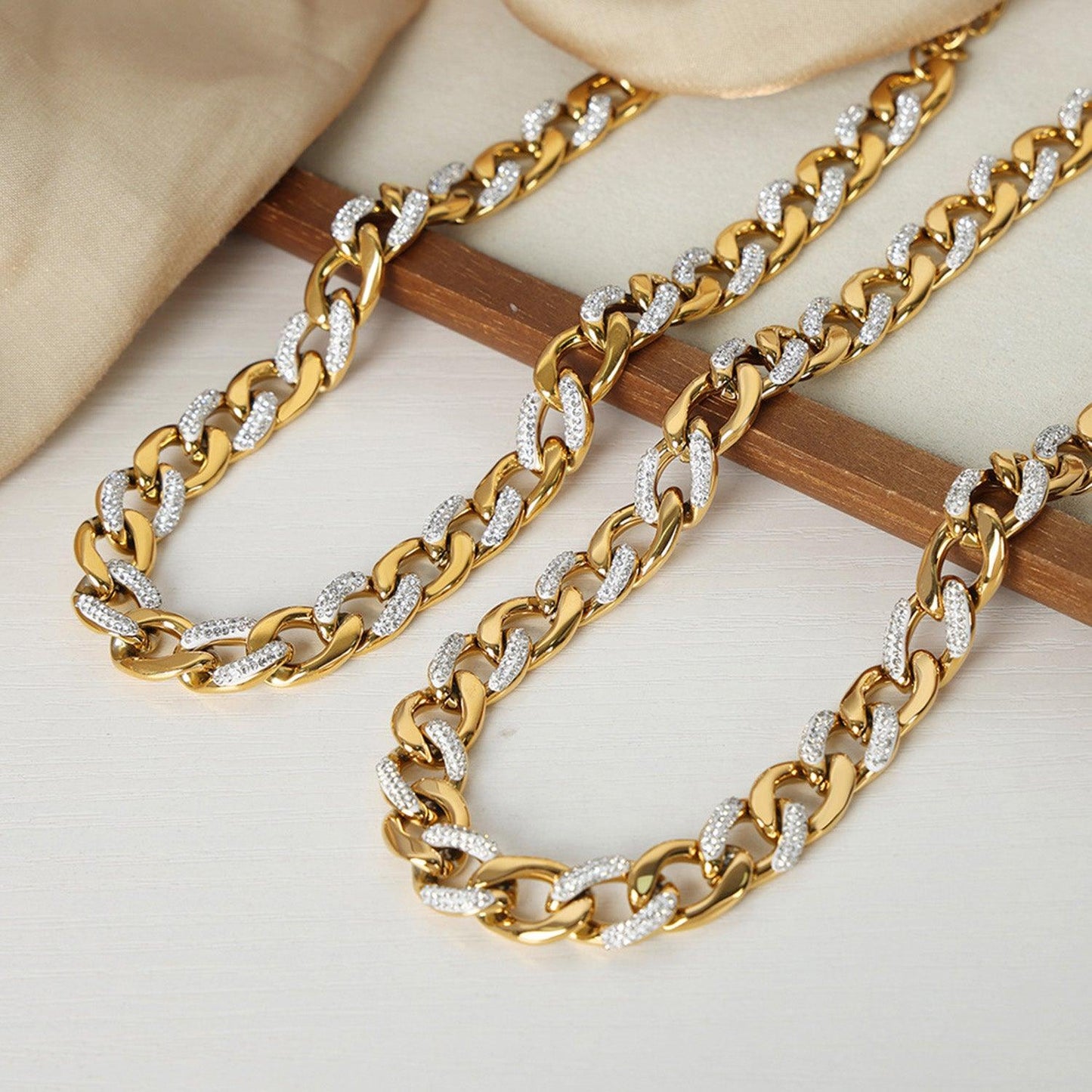 Zircon Titanium Steel Chunky Chain Necklace Carauana Store