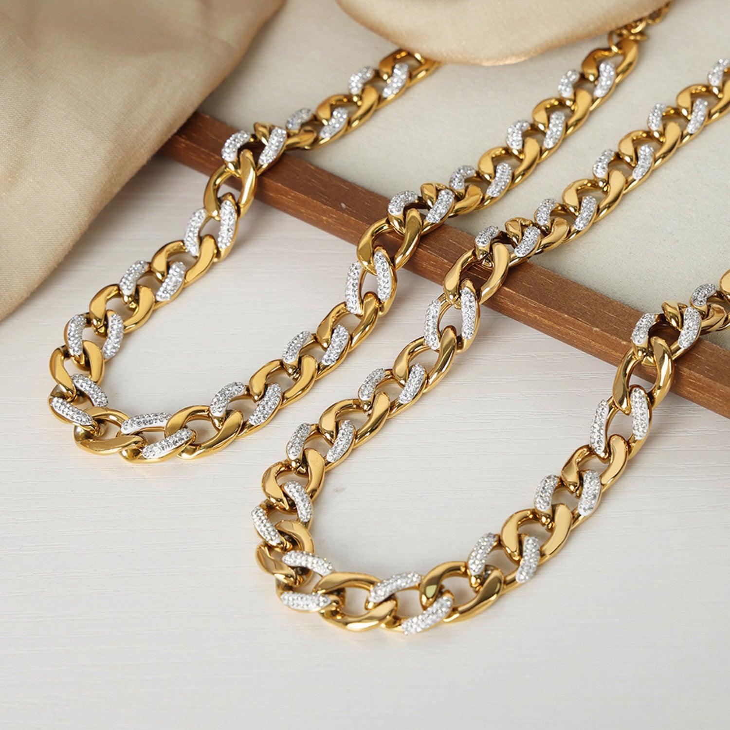 Zircon Titanium Steel Chunky Chain Necklace Carauana Store