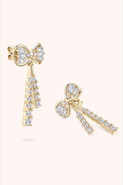 1.12 Carat Moissanite 925 Sterling Silver Bow Earrings Carauana Store