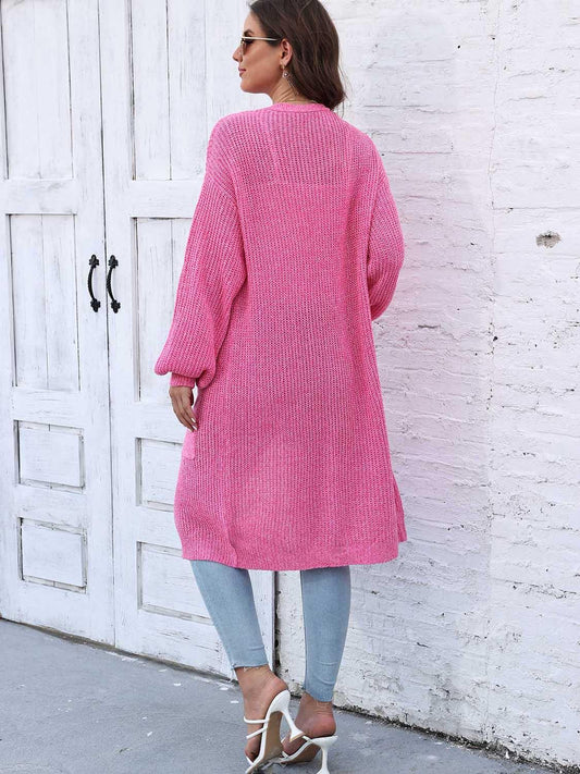 Open Front Longline Cardigan with Pockets Carauana Store