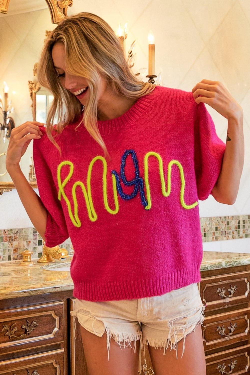 BiBi MOM Contrast Round Neck Sweater Carauana Store