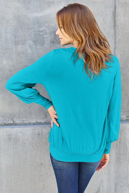 Basic Bae Full Size V-Neck Lantern Sleeve Blouse Carauana Store