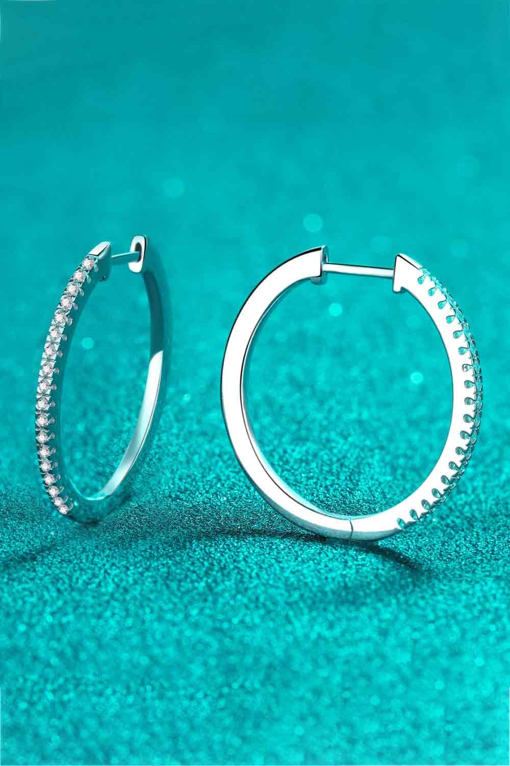 Rhodium-Plated Moissanite Hoop Earrings Carauana Store