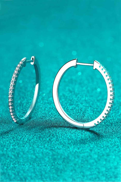 Rhodium-Plated Moissanite Hoop Earrings Carauana Store