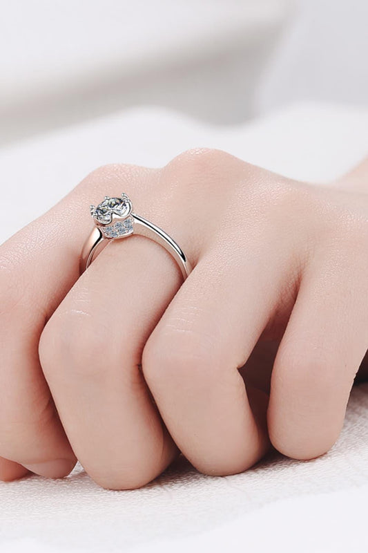 1 Carat Moissanite Rhodium-Plated Solitaire Ring Carauana Store