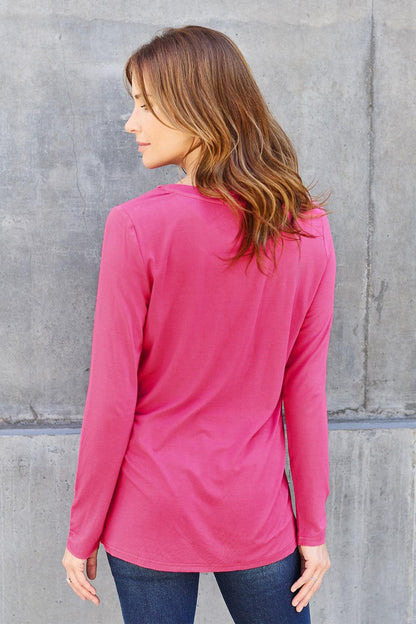 Basic Bae Full Size V-Neck Long Sleeve Top Carauana Store