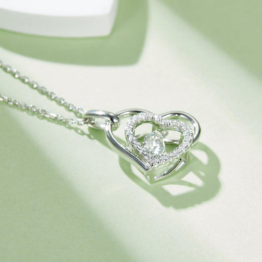 Moissanite 925 Sterling Silver Heart Necklace Carauana Store