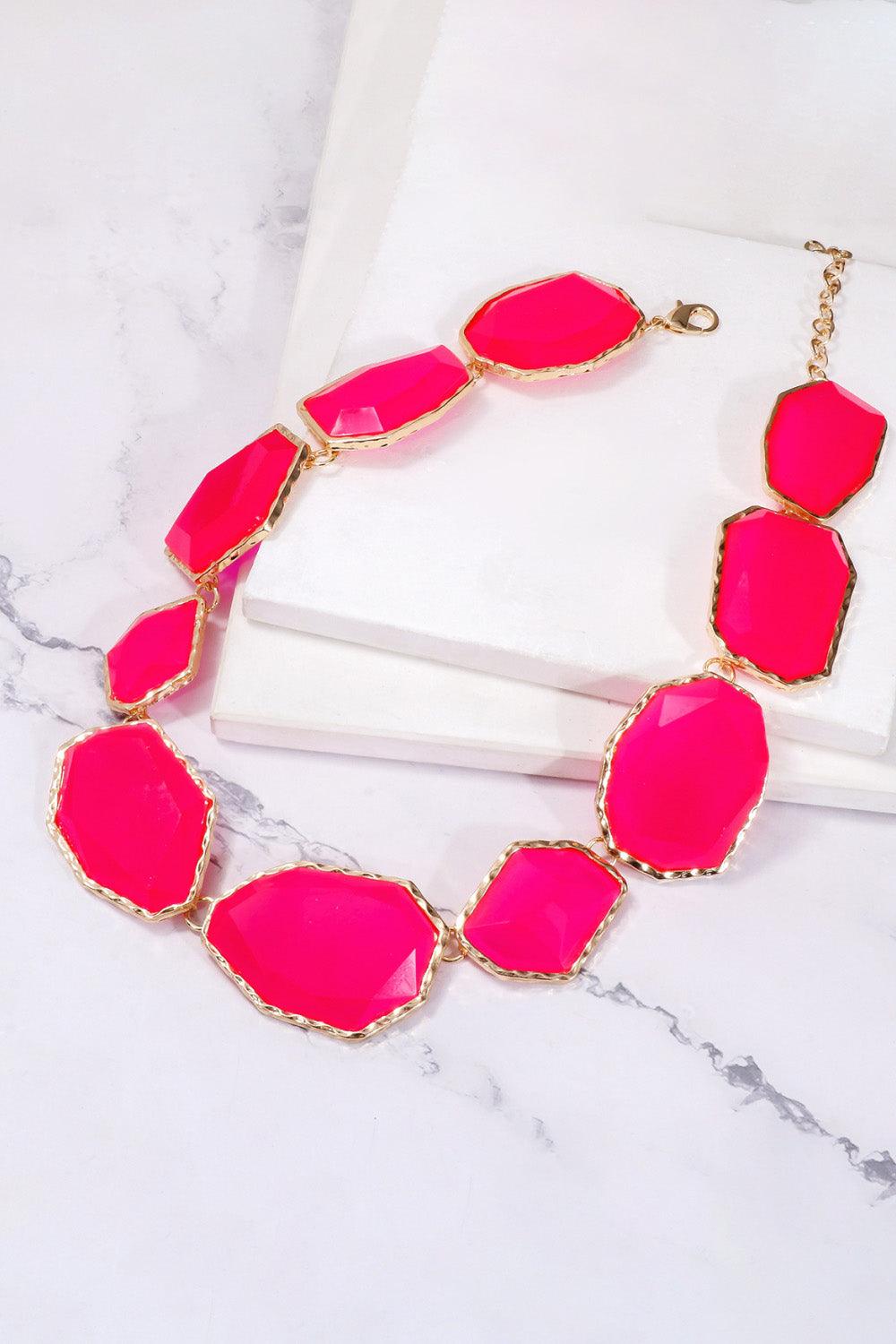 Geometrical Shape Zinc Alloy Frame Resin Necklace Carauana Store