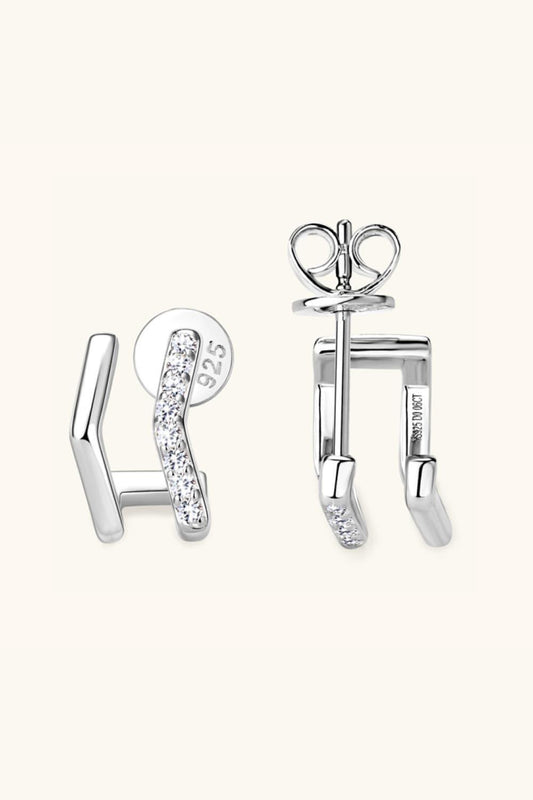 Moissanite 925 Sterling Silver Double-Layered Earrings Carauana Store