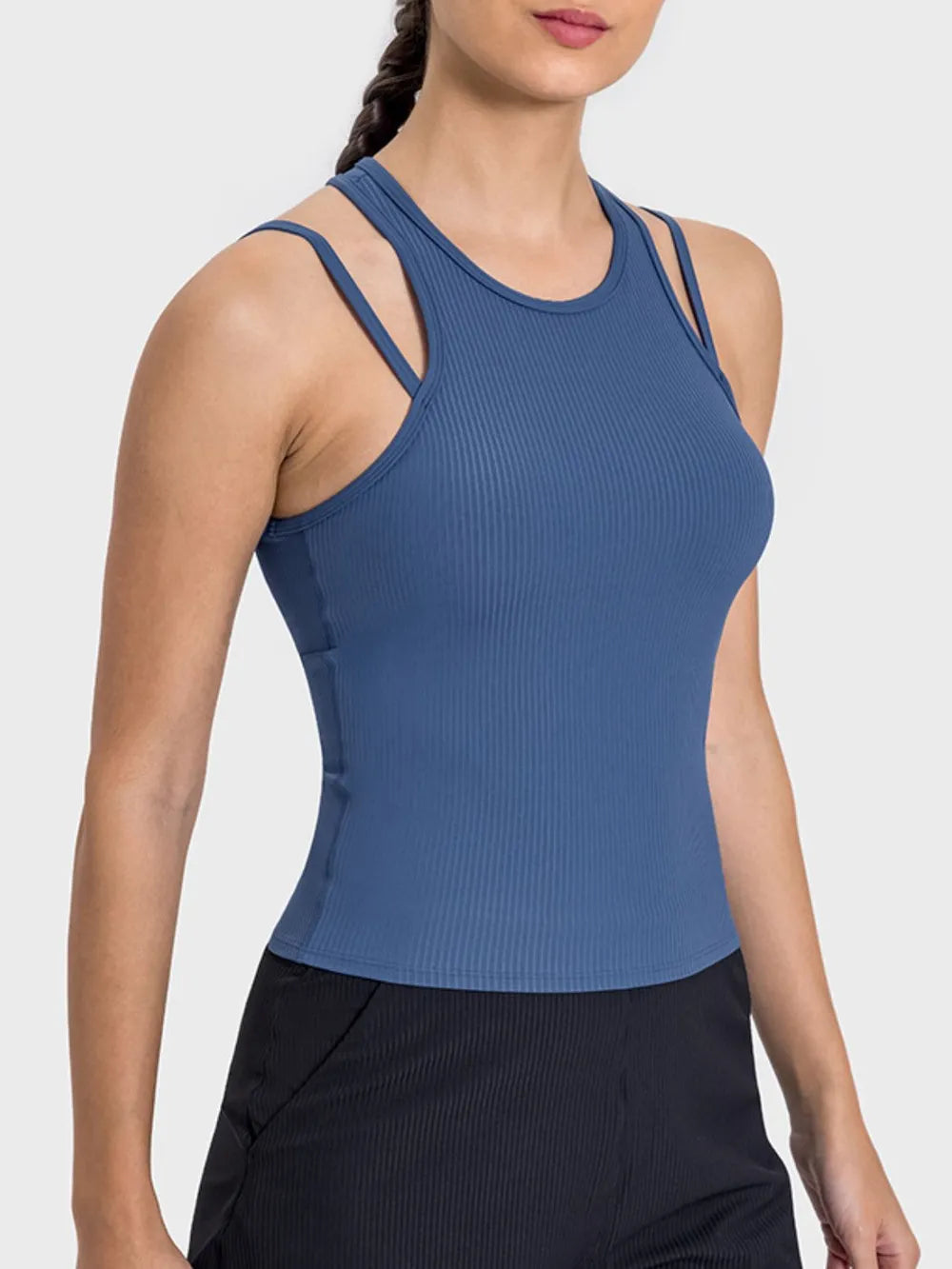 Millennia Cutout Round Neck Racerback Active Tank Carauana Store