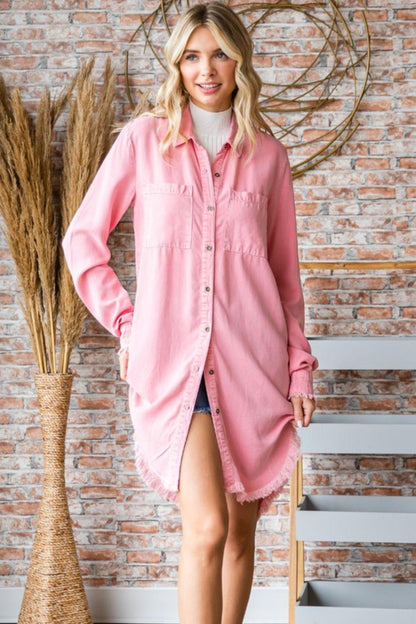 Veveret Button-Up Shirt Dress Carauana Store