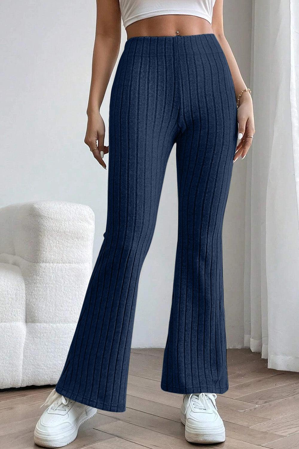 Basic Bae Full Size Ribbed High Waist Flare Pants Carauana Store