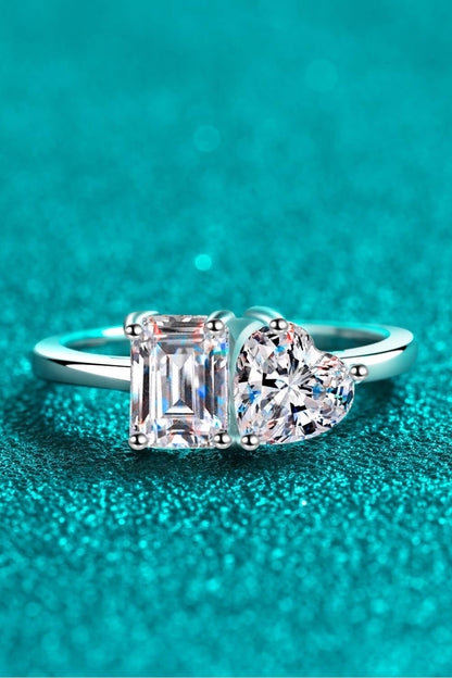 Rhodium-Plated 2 Carat Moissanite Ring Carauana Store