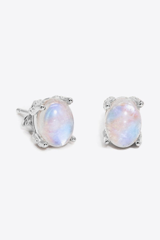 Natural Moonstone 4-Prong Stud Earrings Carauana Store