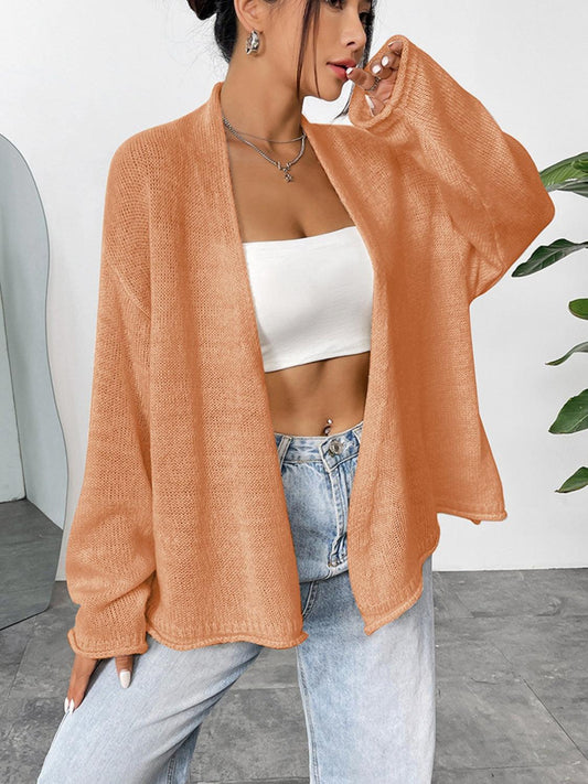 Open Front Dropped Shoulder Cardigan Carauana Store
