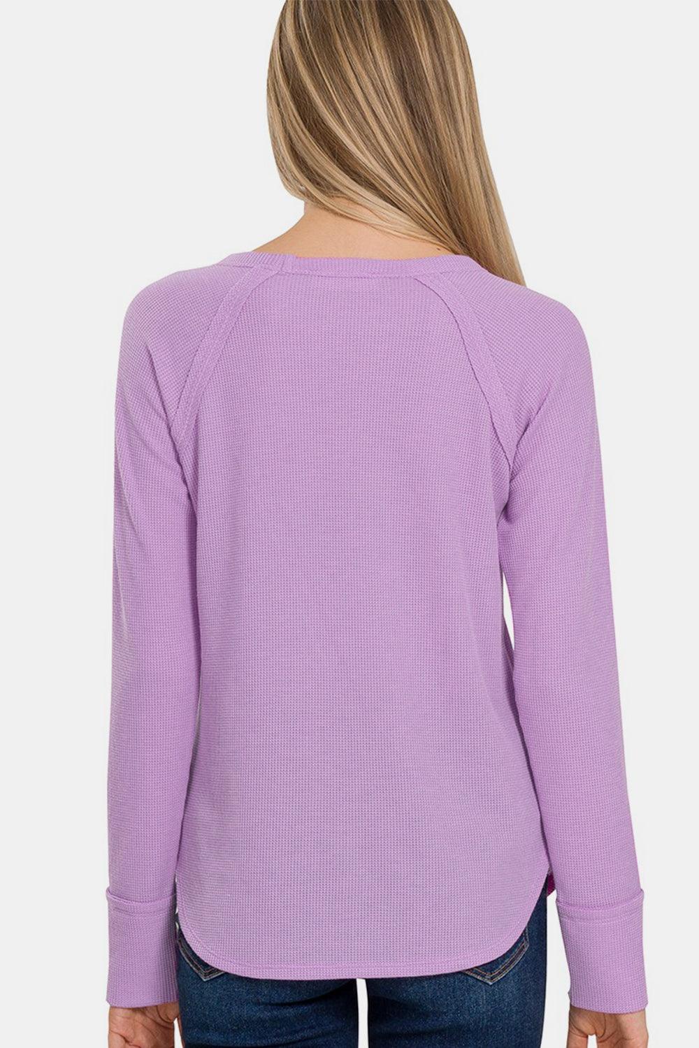 Zenana Waffle Long Sleeve T-Shirt Carauana Store