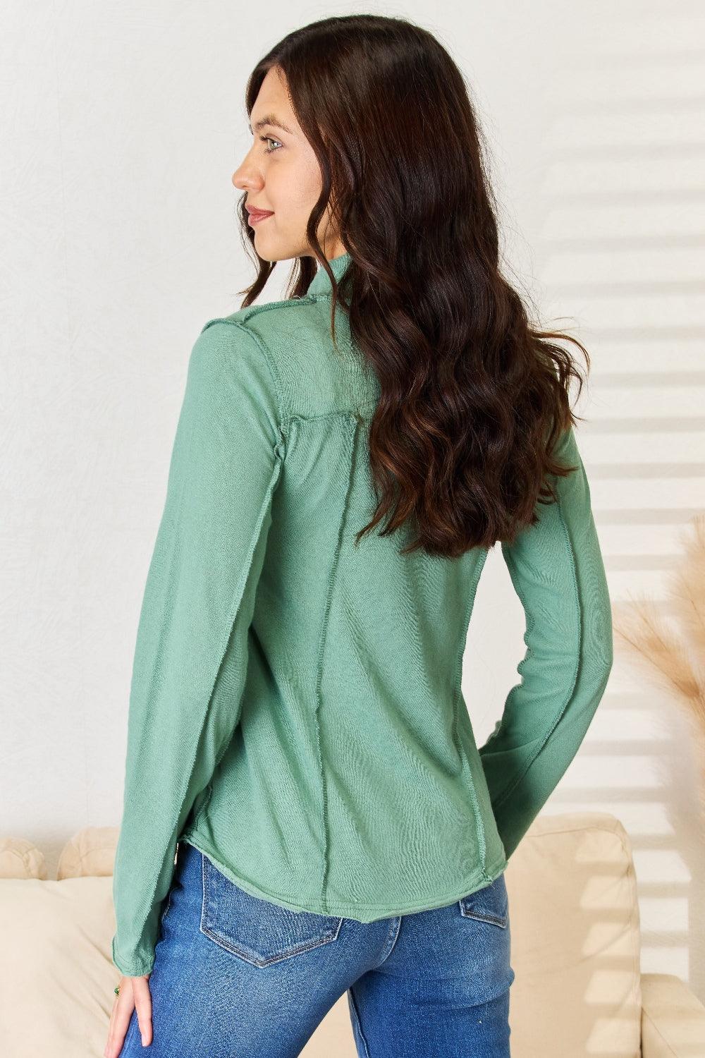 POL Exposed Seam Long Sleeve Knit Top Carauana Store