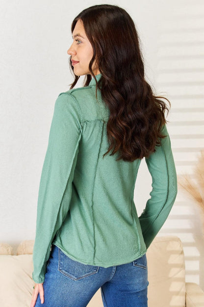 POL Exposed Seam Long Sleeve Knit Top Carauana Store
