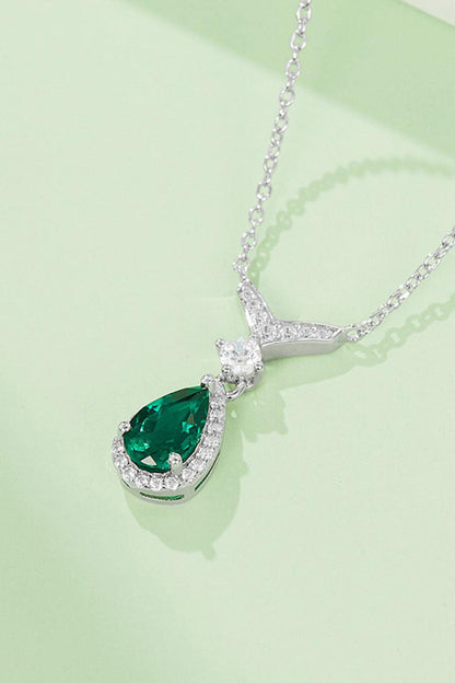 Lab-Grown Emerald Teardrop Necklace Carauana Store