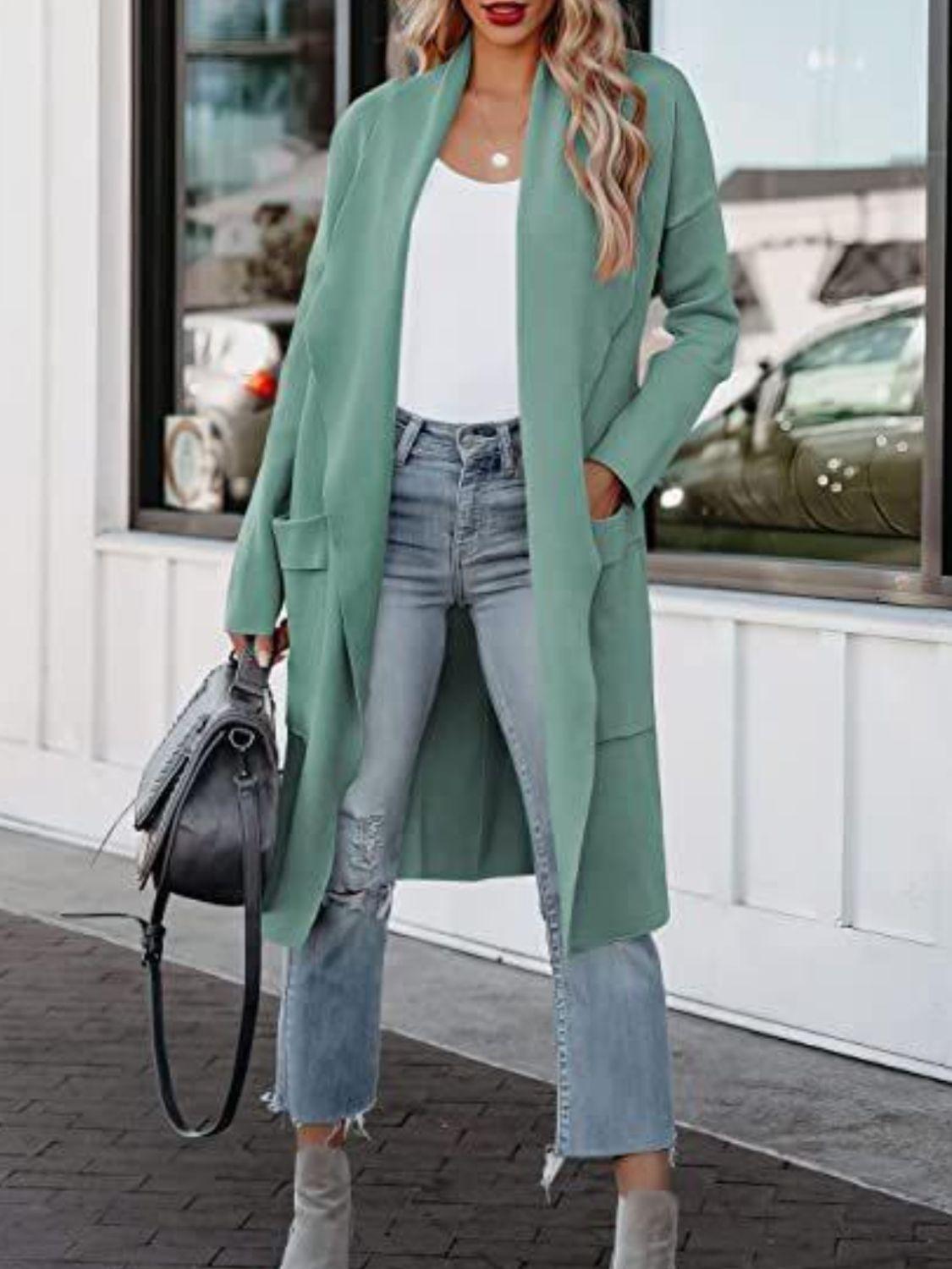 Open Front Dropped Shoulder Outerwear Carauana Store
