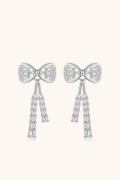 1.12 Carat Moissanite 925 Sterling Silver Bow Earrings Carauana Store