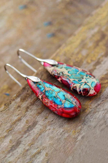 Handmade Teardrop Shape Natural Stone Dangle Earrings Carauana Store