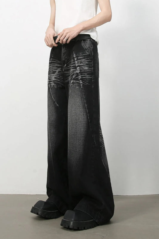 Men's Wide Leg Jeans with Pockets