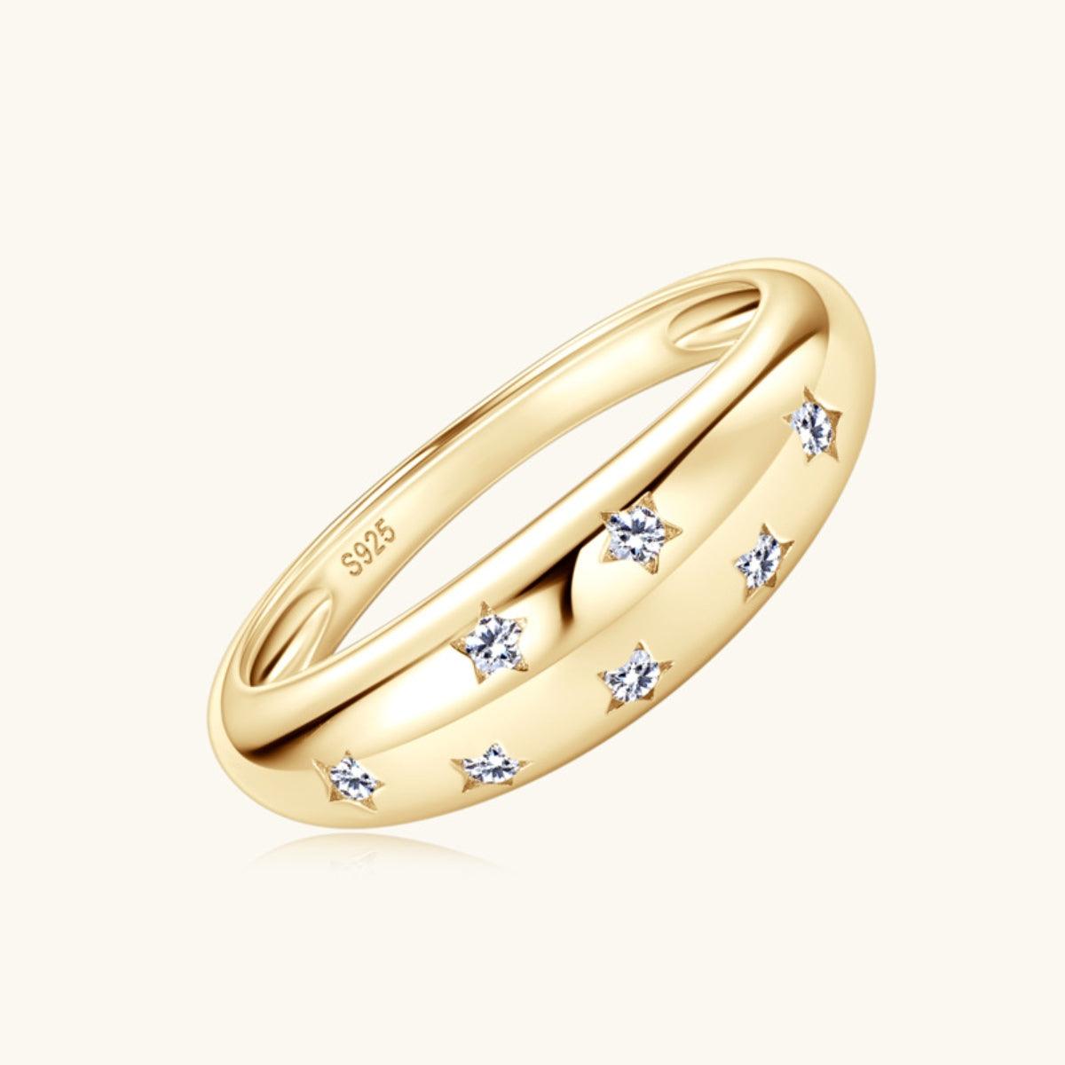925 Sterling Silver Inlaid Moissanite Star Ring Carauana Store