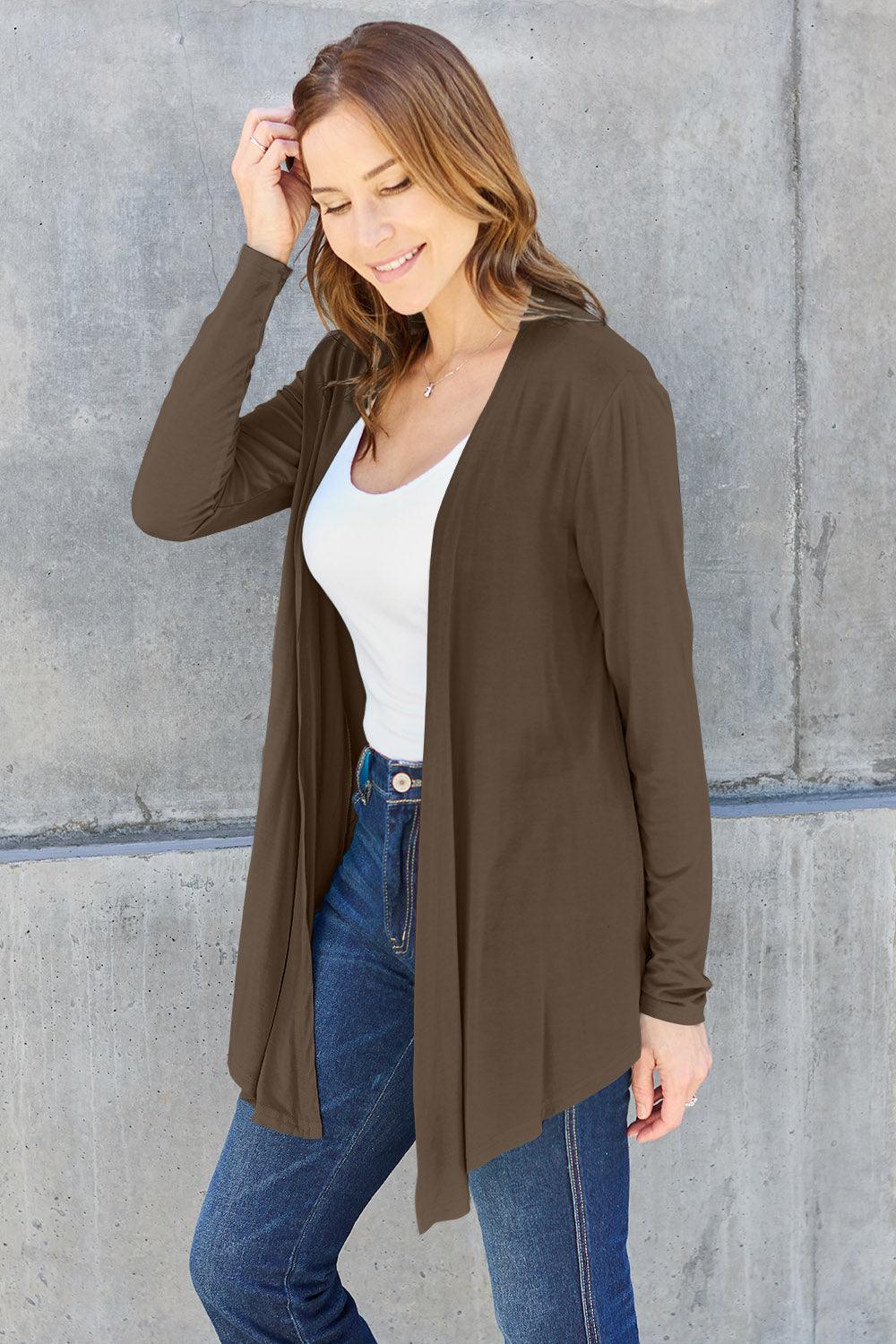 Basic Bae Full Size Open Front Long Sleeve Cardigan Carauana Store
