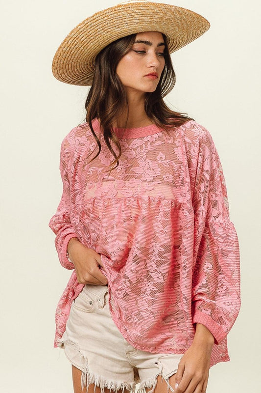 BiBi Floral Lace Long Sleeve Top Carauana Store