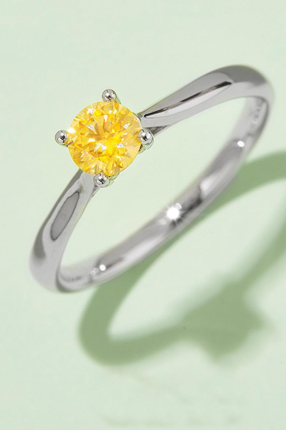 Moissanite Contrast 925 Sterling Silver Solitaire Ring Carauana Store