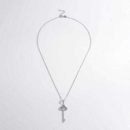 925 Sterling Silver Inlaid Zircon Key Shape Necklace Carauana Store