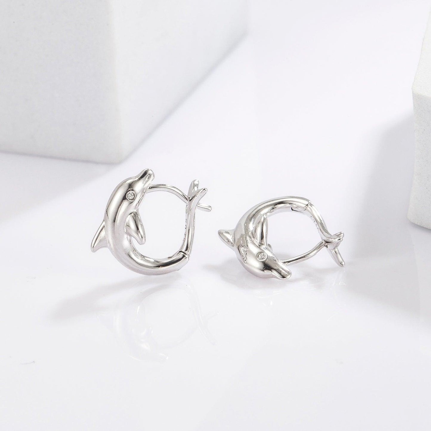 925 Sterling Silver Zircon Dolphin Earrings Carauana Store