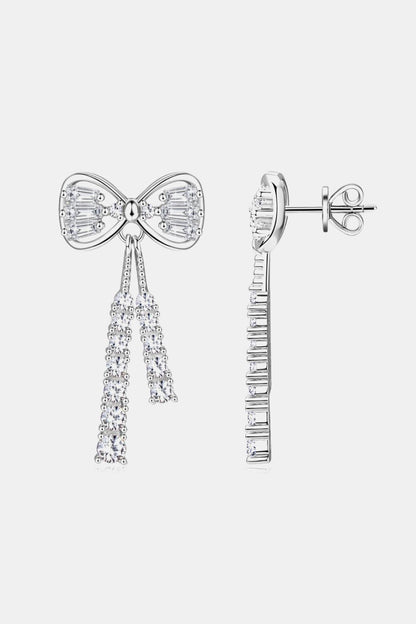 1.12 Carat Moissanite 925 Sterling Silver Bow Earrings Carauana Store
