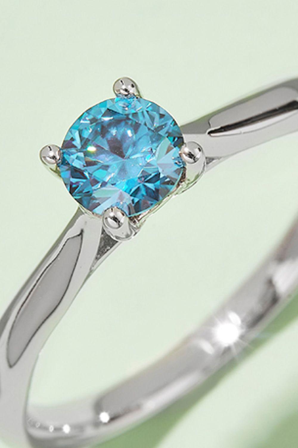 Moissanite Contrast 925 Sterling Silver Solitaire Ring Carauana Store
