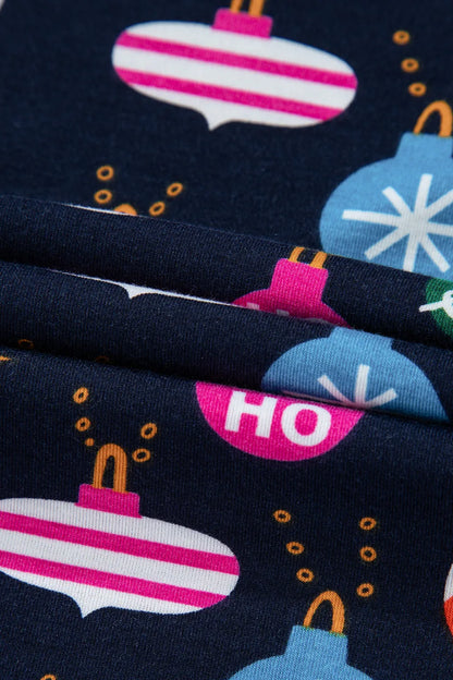 Christmas Lights Print Collared Neck Top and Pants Set Carauana Store