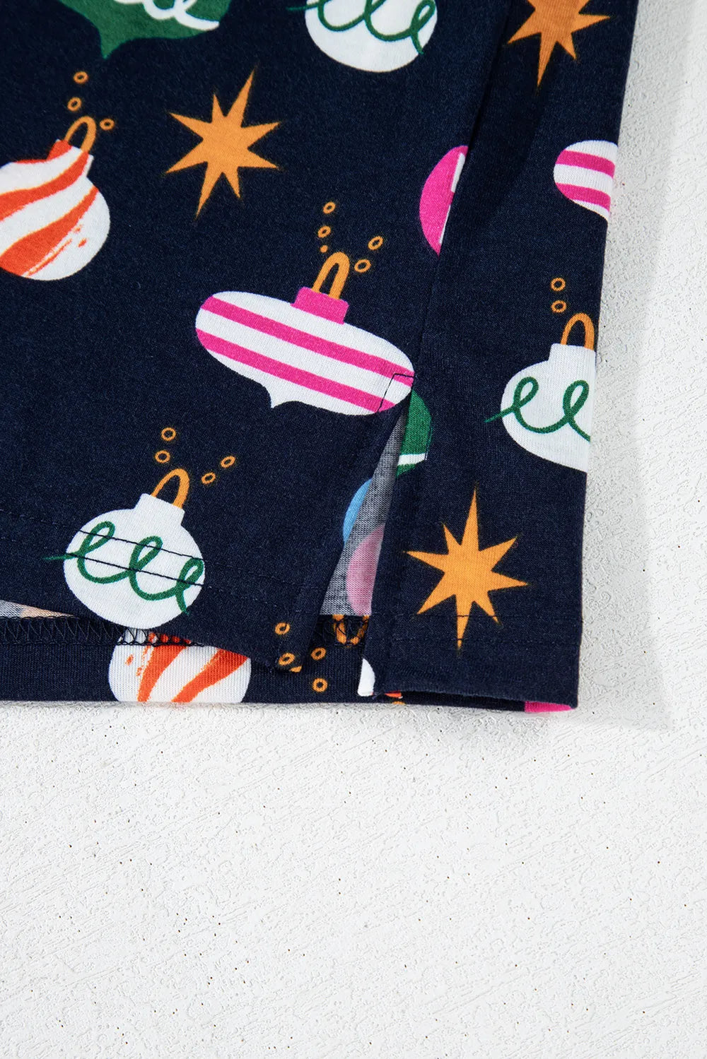 Christmas Lights Print Collared Neck Top and Pants Set Carauana Store