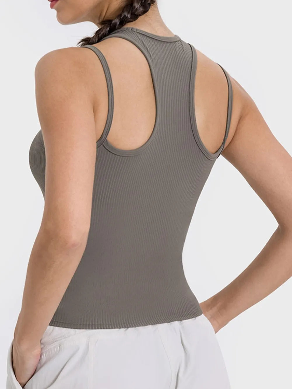 Millennia Cutout Round Neck Racerback Active Tank Carauana Store