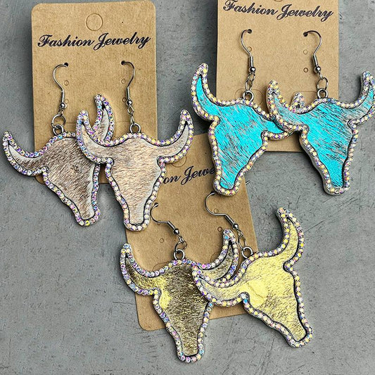 Rhinestone Bull Earrings Carauana Store