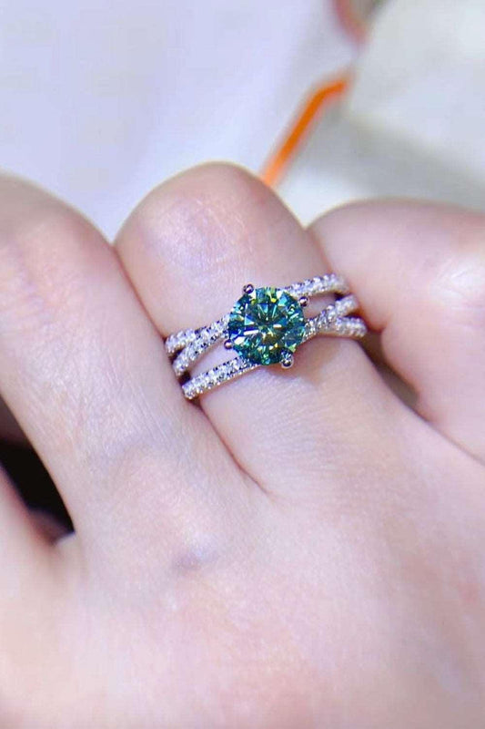 1 Carat Moissanite Contrast 925 Sterling Silver Ring Carauana Store