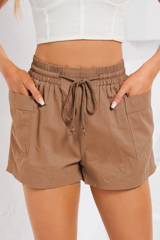 Drawstring Smocked Waist Pocketed Shorts Carauana Store