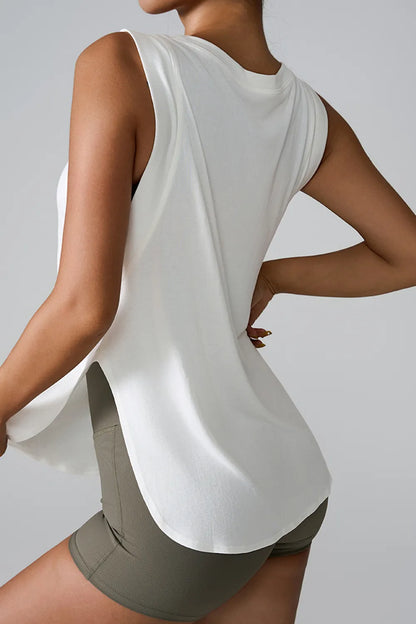 Slit Round Neck Active Tank Carauana Store