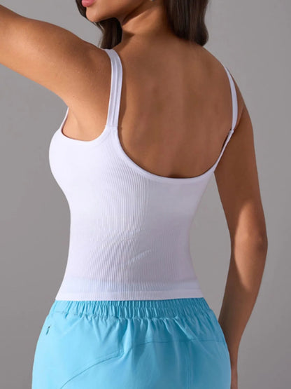 Scoop Neck Active Tank with Detachable Chest Pads Carauana Store