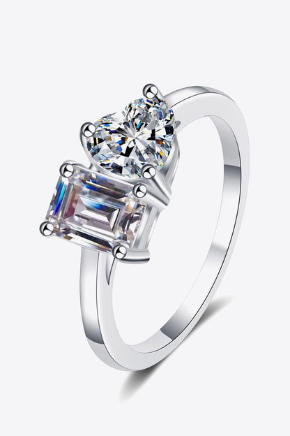 Rhodium-Plated 2 Carat Moissanite Ring Carauana Store