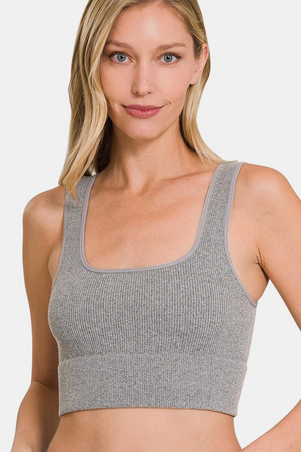 Zenana Ribbed Square Neck Cropped Tank Carauana Store